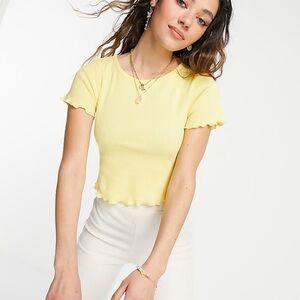 Nordstrom BP Women’s Lettuce Edge Y2K Baby Tee in Pale Yellow Size S